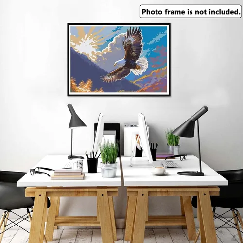 Yomiie Kits de pintura por números para adultos, kits de pintura acrílica de lienzo de águilas, fácil de pintar por números para principiantes para