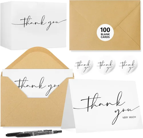 Miniatura 8 de NESCCI Paquete de 24 tarjetas de agradecimiento con sobres, diseño minimalista de 4 x 6 pulgadas, notas de agradecimiento para bodas, despedidas