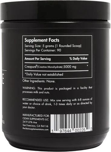 Miniatura 2 de CLEAN Creatina - Creapure 100% creatina monohidrato en polvo para la salud muscular, el rendimiento y el apoyo cognitivo Certificado por terceros