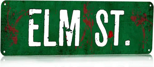 Elm St Street - Placa de metal rústica para decoración de pared (4 x 16 pulgadas)