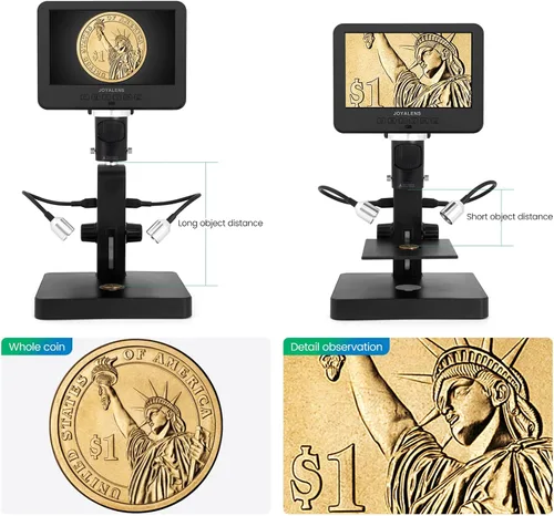 Miniatura 3 de JL246P Microscopio digital LCD de 3 lentes de 7 pulgadas 1000X, microscopio biológico con diapositivas preparadas para adultos y niños, 12MP