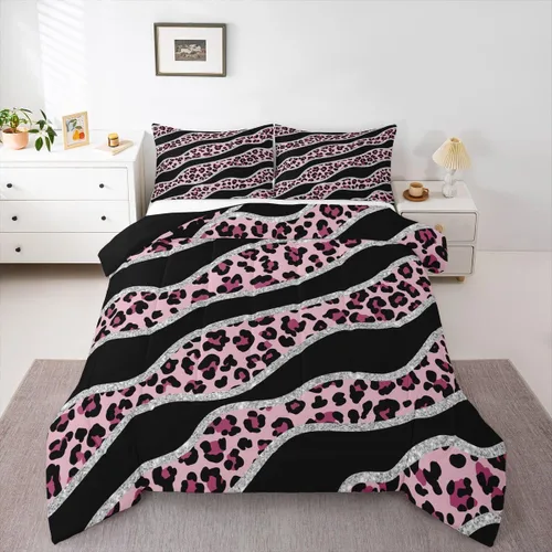 Miniatura 14 de Erosebridal Juego de edredón con estampado de leopardo, juego de ropa de cama con estampado de guepardo, juego de ropa de cama y colecciones