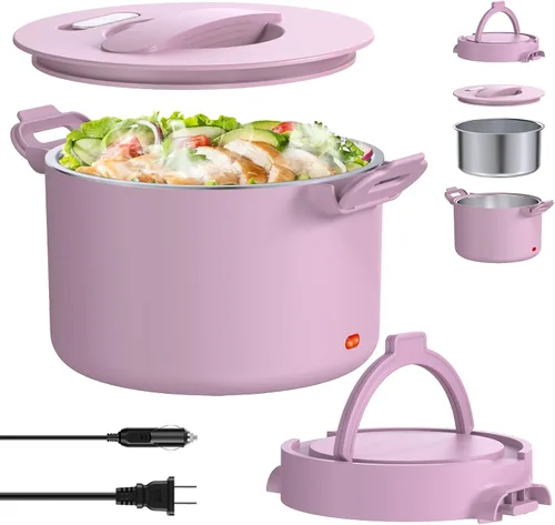 Miniatura 8 de Lonchera eléctrica, calentador de alimentos, 34 onzas, a prueba de fugas, portátil, calentado, para automóvil, camión, oficina, campamento, 100 W