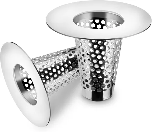 2 piezas de filtros de drenaje para fregadero de baño, 1" pequeño cónico de acero inoxidable premium poroso colector de pelo, filtro de drenaje,