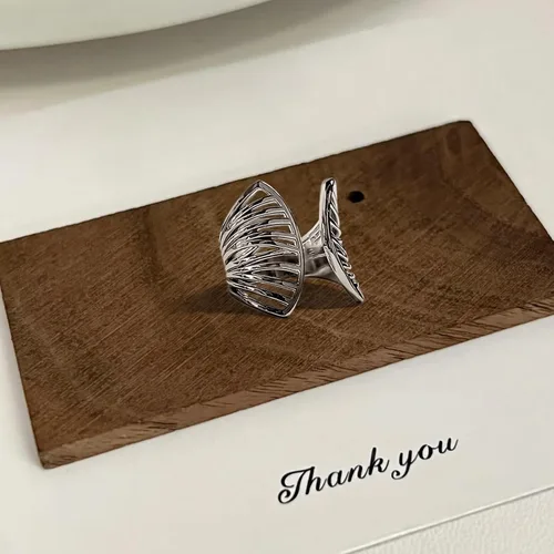 Miniatura 52 de Anillo de plata de ley 925, minimalista, ajustable, hecho a mano, para mujeres y niñas
