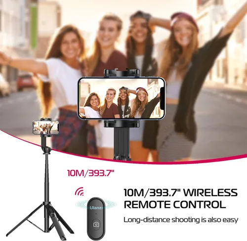 Miniatura 5 de ULANZI SK-03 Trípode selfie stick, trípode de 64" profesional y estable para teléfono inteligente/cámara de acción, soporte de teléfono extensible