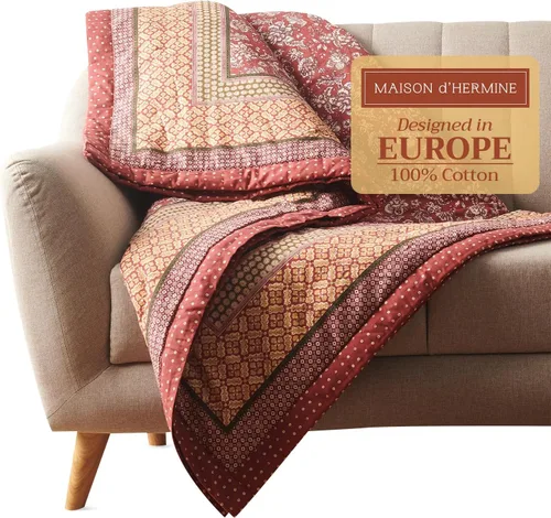 Miniatura 28 de Maison d' Hermine Manta para sofá, ligera y suave, cálida y transpirable, de algodón, para cama, para niñas, niños, mujeres, hombres, regalos, sofá