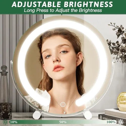 Miniatura 5 de ROLOVE Espejo de tocador con luces, espejo de maquillaje iluminado de 12 pulgadas, espejo de maquillaje LED con luces para mesa de dormitorio
