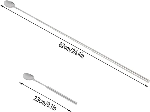 Miniatura 8 de Cuchara telescópica de acero inoxidable – Cuchara extensible de mango largo para barbacoa – Cucharas retráctiles para cocinar al aire libre