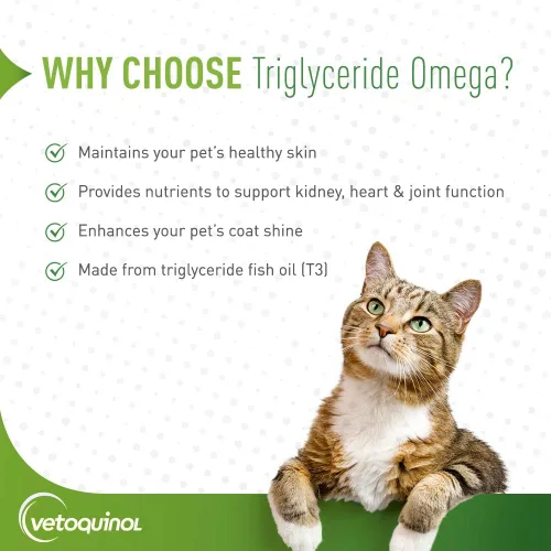 Miniatura 3 de Vetoquinol Suplemento líquido de triglicéridos Omega 3 para perros y gatos, suplemento de aceite de pescado líquido con EPA y DHA, promueve la piel
