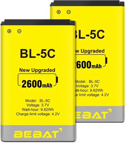 (2 Piezas) Batería BL-5C, 3.7V 2200mAh Batería Recargable BL-5C Adecuada para Radio Doméstica, Nokia con Protección de Corriente