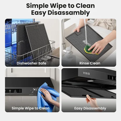 Miniatura 8 de VIKIO HOME Campana extractora para debajo del gabinete de 30 pulgadas, 900CFM, campana extractora de acero inoxidable para cocina, control