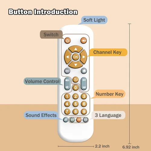 Miniatura 7 de Juguete de control remoto de TV para bebés con sonido y luz musical, juguete realista para niños pequeños, juguete de aprendizaje educativo temprano