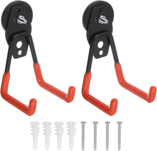 Miniatura 5 de HARFINGTON 2 ganchos magnéticos grandes para garaje con gancho de revestimiento antideslizante para colgar en interiores y exteriores, color negro