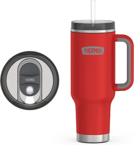 Miniatura 2 de THERMOS Taza Portavasos de Acero Inoxidable - 40 Onzas, Carmesí - Vaso Aislado con Tapa y Popote, Más Bloqueo Deslizante Resistente a Fugas