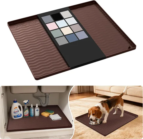 Miniatura 78 de URMONA Tapete de silicona impermeable para debajo del fregadero, 34 x 22 pulgadas, forro para estante de cocina y baño, protector de gabinetes
