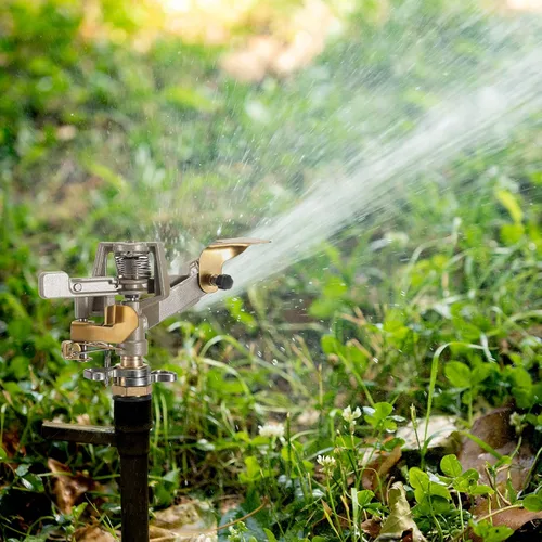 Miniatura 6 de Cabezal de aspersor de impacto de latón, rociador pulsante para jardín, ajustable, 360 grados, cabezal de rociador resistente con boquillas