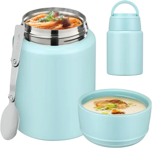 Termo de sopa para comida caliente para niños, tarro de comida aislado de 16 onzas, contenedor térmico a prueba de fugas para niños, lonchera de