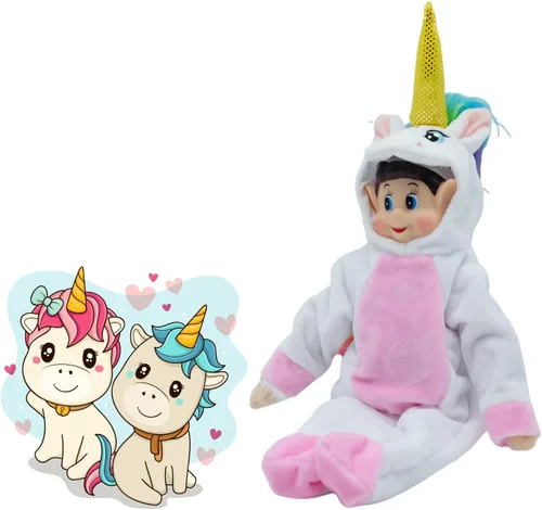 Miniatura 4 de Accesorios y ropa de elfo navideño, conjuntos de moda de unicornio, la muñeca no está incluida. (Blanco)