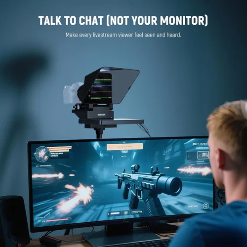 Miniatura 4 de NEEWER Teleprompter 2 en 1 de 11 pulgadas con monitor para Windows MacOS, compatible con duplicación de pantalla, indicador portátil para cámara