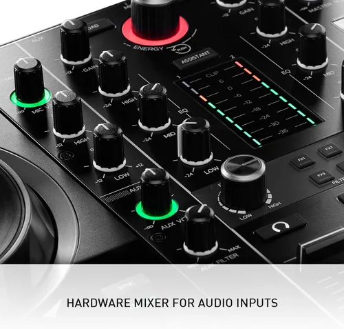 Miniatura 5 de Hercules DJControl Inpulse 500 Controlador DJ – Juego de DJ para principiantes, mezclador USB DJ de 2 cubiertas con interfaz de audio incorporada