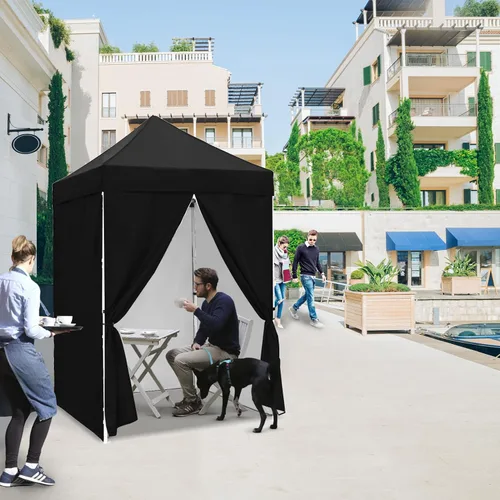 Miniatura 5 de EAGLE PEAK Toldo instantáneo de 5 x 5 con paneles de pared de 4 lados, pequeña tienda de campaña portátil desplegable con bolsa de transporte