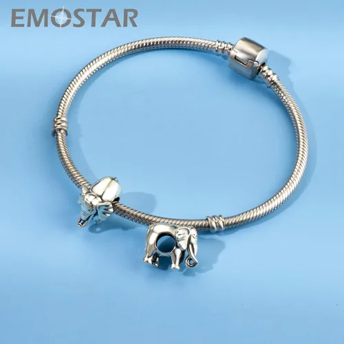 Miniatura 2 de Dijes temáticos de animales, mamahijo de búho, oso, perro, conejo, flamenco, elefante, panda, gato, loro, cocodrilo, unicornio, en plata de ley 925