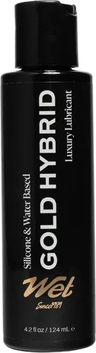 Wet Lubricante híbrido Gold de silicona y a base de agua | Rendimiento duradero, fórmula premium | Fabricado sin glicerina ni parabenos | Lubricante