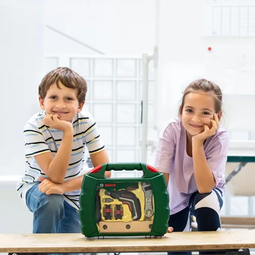 Miniatura 2 de Klein Theo 8394 Bosch Ixolino Case I con martillo, llave inglesa y mucho más I Destornillador inalámbrico Ixolino a batería I Juguete para niños