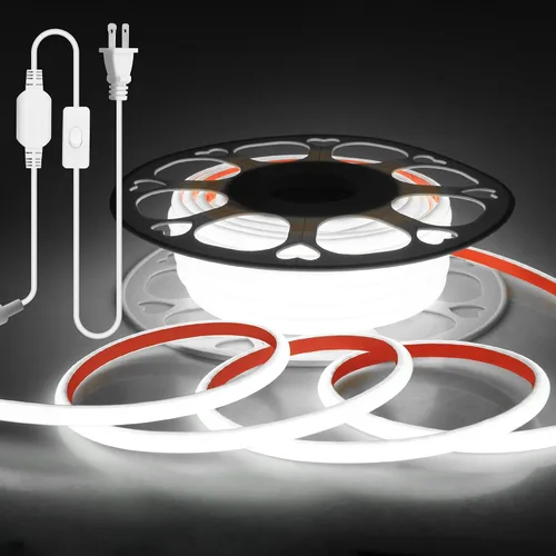 Miniatura 9 de Aclorol Tira de luces LED COB de 110 V para exteriores, impermeable, 6.56 pies/2M, luz diurna blanca 6000 K CRI90+ flexible y Unifrom tira de luz