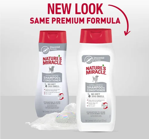 Miniatura 3 de Nature's Miracle Champú y acondicionador hipoalergénico para perros, 16 onzas, sin perfume