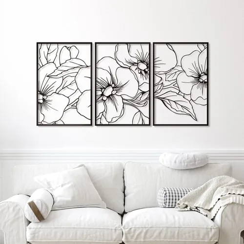 Miniatura 8 de Vivegate Black Minimalist Floral Single Line Metal Wall Art Decor - 18"X12" 3 Packs Black Floral Abstract Minimalist Lines Wall signs for Hanging