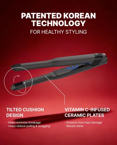 Miniatura 4 de GLAMPALM Plancha para el cabello 0.5" Plancha plana de cerámica infundida con Vita C, la herramienta profesional de salón n.º 1 de Corea