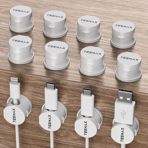 Miniatura 13 de Soporte de Cable Magnético Organizador de Cables con Rotación de 360°, Juego de 6 Clips de Cable [1s Lock] Organizadores de Escritorio Adhesivos