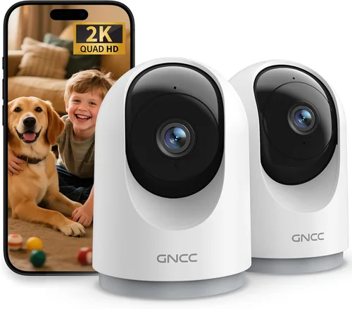 Miniatura 10 de GNCC Cámaras de seguridad 2K, 4 piezas, cámara de seguridad para el hogar interior con detección de movimiento de 360° para mascotas/bebé/perro