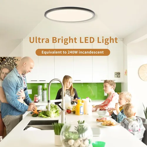 Miniatura 6 de Lámparas de techo de montaje empotrado de 3200 lm, color negro, 12 pulgadas, luces LED de techo regulables para dormitorio, CCT ajustable 3000K