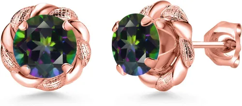 Miniatura 306 de Gem Stone King Aretes de plata de ley 925 de 0.236 in con piedra natal redonda para mujer