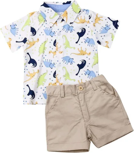 Miniatura 62 de Conjunto de camisa de manga corta con botones y pantalones cortos casuales con diseño de flamingo, para bebés y niños de 1 a 6 años, atuendos
