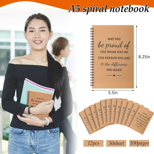 Miniatura 2 de 12 cuadernos en espiral inspiradores A5, regalo de agradecimiento a granel, bloc de notas motivacionales de 6 x 8 pulgadas, 100 páginas/50 hojas