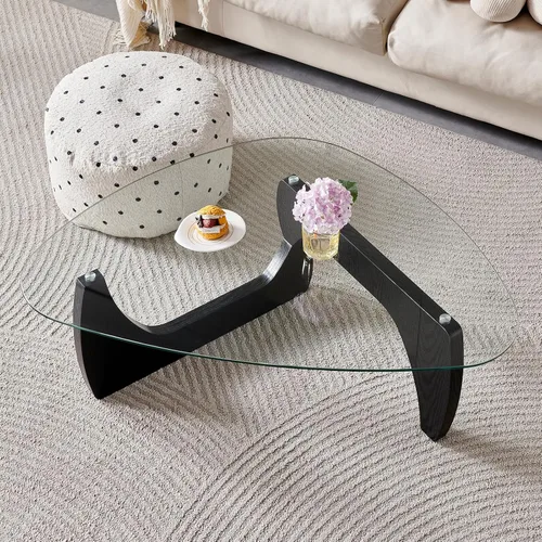 Miniatura 3 de Btrpily Mesa de centro de madera, moderna mesa de centro negra, contemporánea, elegante, muebles de alta gama para tu sala de estar