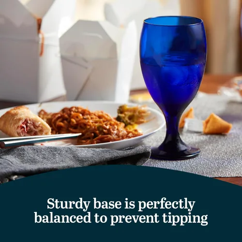 Miniatura 5 de Libbey Premiere - Vasos de té helado de cobalto, elegantes vasos de color azul cobalto, juego de 12, copas de agua con tallo aptos para lavavajillas