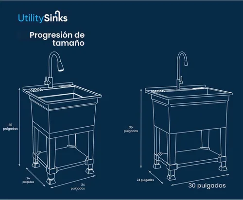 Miniatura 2 de UTILITYSINKS Fregadero Utilitario Independiente con Dren de Conexión Rápida, 24 x 24 Pulgadas, Negro - Fregadero Portátil y Compacto con Grifo