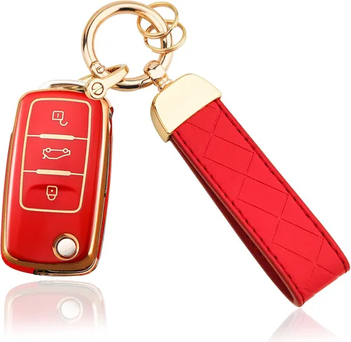 Miniatura 7 de OLLEN Funda de llavero de TPU suave con llavero, compatible con Volkswagen VW Jetta Golf Polo MK6 Passat Tiguan Beetle Polo MK7 Passat Cross Gran
