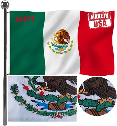 Miniatura 7 de Jayus Banderas de México de doble cara de 3 x 5 pies para exteriores, colores vivos, resistentes, 100% poliéster, bandera nacional mexicana MX con 2