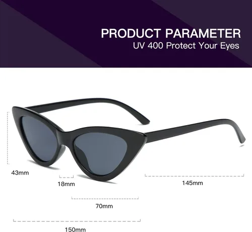 Miniatura 2 de Lentes de sol retro para mujer, con marco de plástico y diseño con estilo ojo de gato YOSHYA