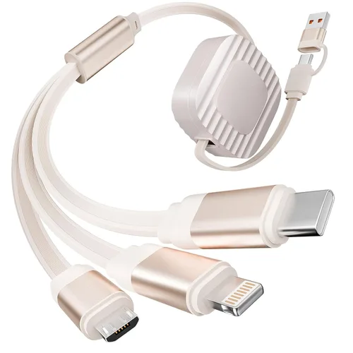 Miniatura 9 de Cable de carga múltiple 3 en 2, 1 paquete de cargadores retráctiles de 4 pies para todos los dispositivos, adaptador de cable de carga múltiple USBC