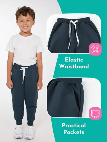 Miniatura 23 de Resinta Paquete de 3 pantalones deportivos de algodón para niños pequeños, pantalones deportivos con bolsillo, ropa de entrenamiento