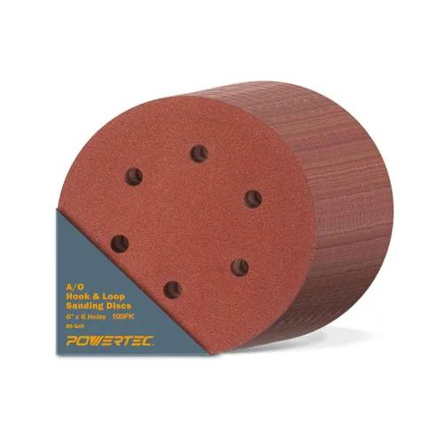 Miniatura 23 de POWERTEC 60 grano, 50 unidades, discos de lijado de 6 pulgadas – Gancho y bucle, almohadillas de lijadora orbital de óxido de aluminio de 6