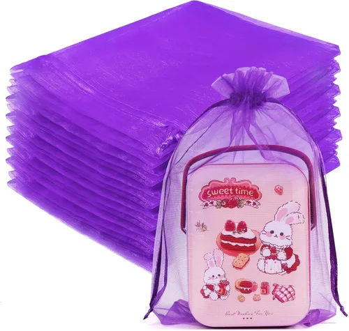 Miniatura 50 de Crweety 50 Piezas Bolsas de Organza Doradas de 3 x 4 Pulgadas, Pequeñas Bolsas de Regalo de Malla con Cordón para Favores de Boda, Despedida
