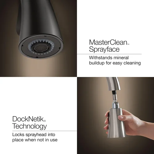 Miniatura 8 de Kohler 23764-2MB Tone llave de cocina extraíble, grifos de fregadero de cocina con pulverizador desplegable, latón cepillado vibrante moderno